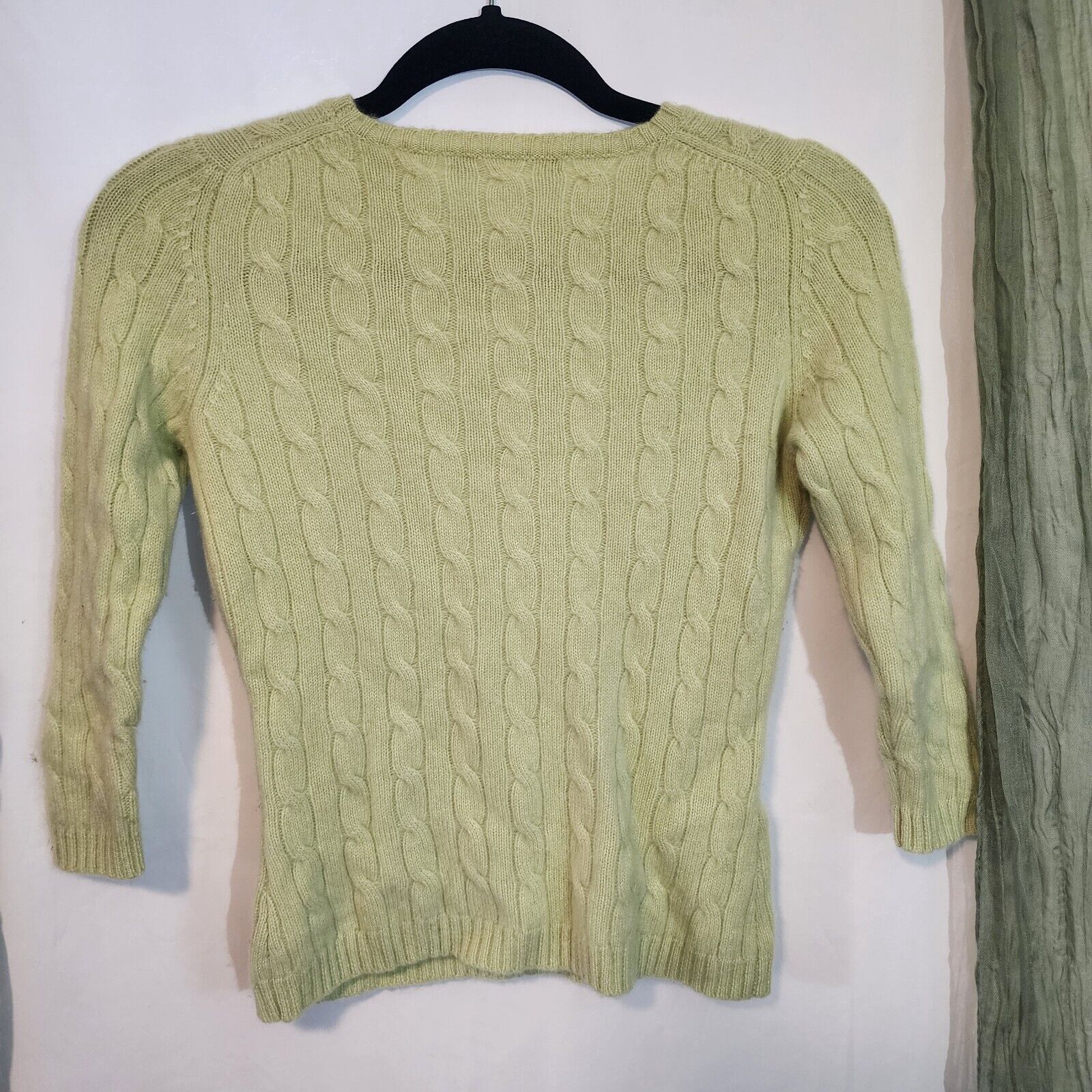 Lord & Taylor Green Cable Knit Sweater Two Ply Cashmere Pullover Size Ps